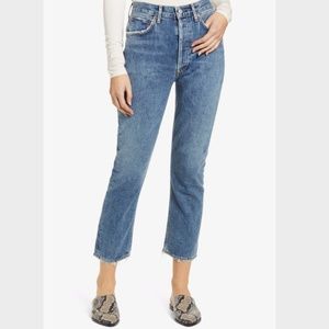 AGOLDE Riley High Waist Crop Straight Leg Jeans (Frequency colour)